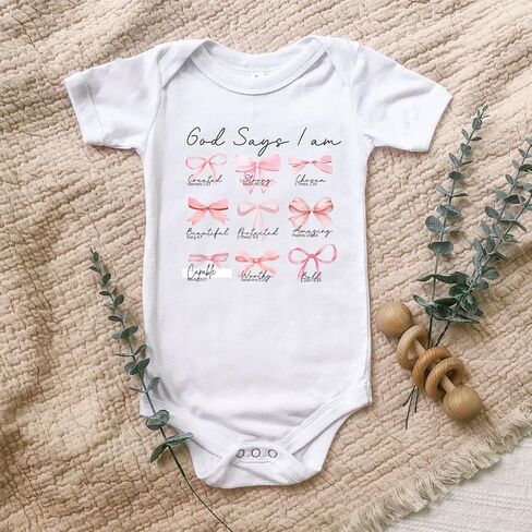 God Says I Am Coquette Bible Verse Christ Religious Sayings T-Shirt, God Says I am Shirt for Toddler Girl Bow Princess Pink Lover Gift, Graphic Tee for Toddler Baby Girl Infant Short Sleeve Top. in Saudi Arabia