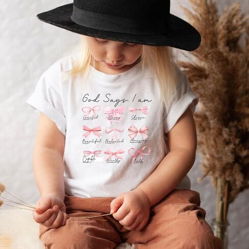 God Says I Am Coquette Bible Verse Christ Religious Sayings T-Shirt, God Says I am Shirt for Toddler Girl Bow Princess Pink Lover Gift, Graphic Tee for Toddler Baby Girl Infant Short Sleeve Top. in Saudi Arabia