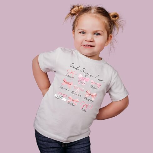 God Says I Am Coquette Bible Verse Christ Religious Sayings T-Shirt, God Says I am Shirt for Toddler Girl Bow Princess Pink Lover Gift, Graphic Tee for Toddler Baby Girl Infant Short Sleeve Top. in Saudi Arabia