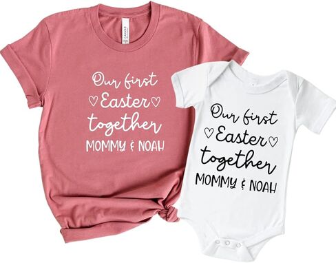 Our First Easter Together Mommy and Me Matching Outfits for Easter, Cute 1st Easter Mommy and Me Shirts, Mother Daughter Mom Son Easter Clothes, Mommy Baby Bunny Easter Gifts. Multicolor in Saudi Arabia