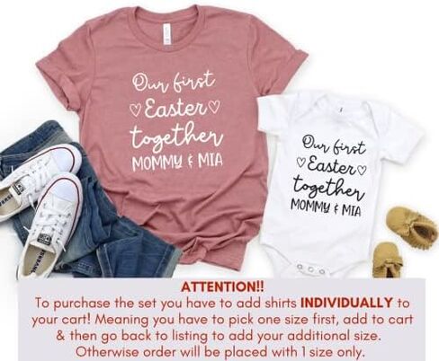 Our First Easter Together Mommy and Me Matching Outfits for Easter, Cute 1st Easter Mommy and Me Shirts, Mother Daughter Mom Son Easter Clothes, Mommy Baby Bunny Easter Gifts. Multicolor in Saudi Arabia