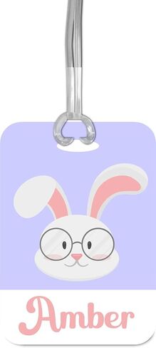 Personalized Easter Basket Stuffers for Boys Girls, Custom Name Tag with Strap, Holiday Gift for Kids, Luggage Travel Accessories (Bunny with Sunglasses) in Saudi Arabia