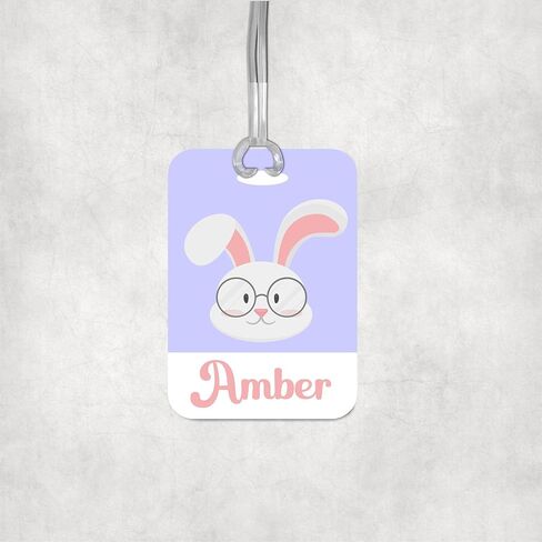 Personalized Easter Basket Stuffers for Boys Girls, Custom Name Tag with Strap, Holiday Gift for Kids, Luggage Travel Accessories (Bunny with Sunglasses) in Saudi Arabia