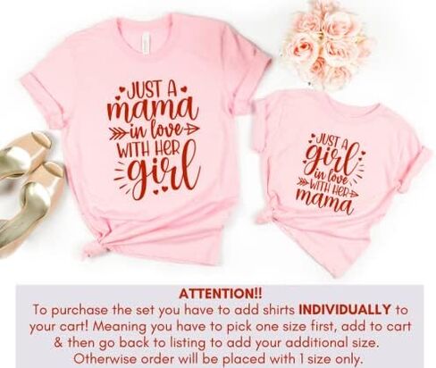 مجرد ماما في حالة حب مع فتاتها التي تطابق تي شيرت عيد الحب لأمي وطفل ، الأم ، ابنة أم عيد الحب ، هدايا عيد الحب لأم الفتيات ، مطابقة للبصات الخامسة. in Kuwait