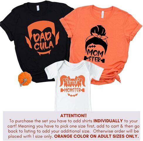Momster, Dadcula Little Monster Matching Halloween Shirts for Family, Mom, Dad, Baby, Brother, Sister Halloween Matching Outfits, Trick or Treat Family Matching Halloween Tshirts AAFMLY1 Multicolor in Saudi Arabia