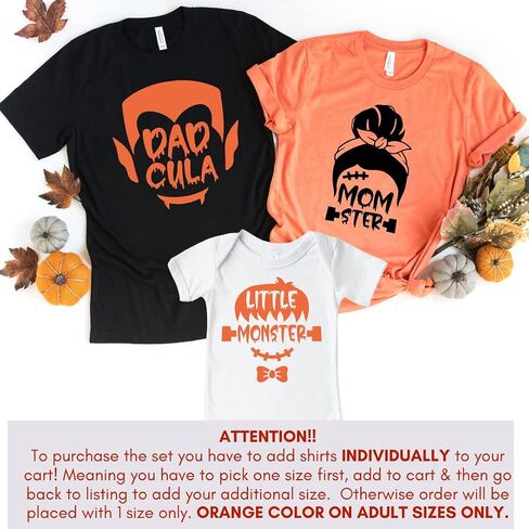 Momster, Dadcula Little Monster Matching Halloween Shirts for Family, Mom, Dad, Baby, Brother, Sister Halloween Matching Outfits, Trick or Treat Family Matching Halloween Tshirts AAFMLY1 Multicolor in Saudi Arabia