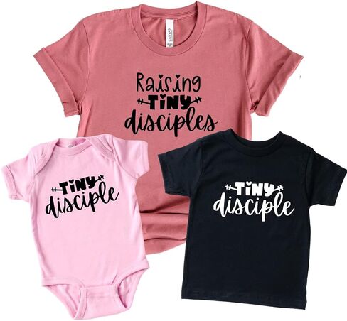 Raising Tiny Disciples Mommy And Me Matching Outfits, Religious Mom Daughter Matching Outfits, Blessed Mama Baby Matching Shirts, Mother Son Matching Clothes, Mothers Day Gifts Christian Mom Shirts in Saudi Arabia