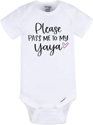 Yaya Baby Bodysuit - "من فضلك مررني إلى Yaya" (White ، 24) in Saudi Arabia