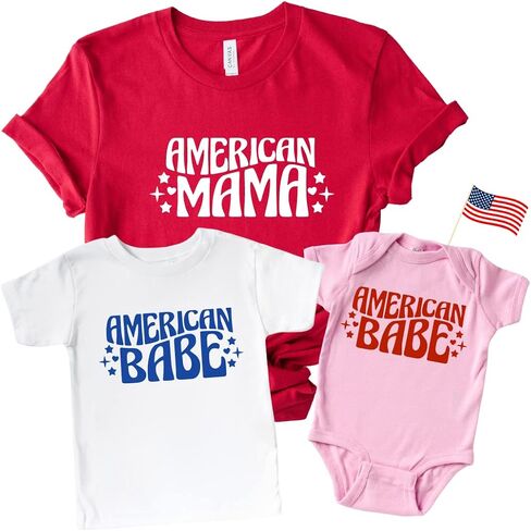 All American Mama Babe, Mommy and Me Fourth of July Outfit Mom Baby Girl Boy, 4th of July Mommy and Me Matching Outfits, Mother Daughter 4th of July Outfits, Fourth of July Matching Mom and Son Shirts in Saudi Arabia
