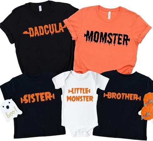 Momster Dadcula Little Monster Matching Halloween Shirts for Family, Baby, Brother, Sister Halloween Matching Outfits, Trick or Treat Halloween Shirt 2021, Cute Family Matching Halloween Tshirts. in Saudi Arabia