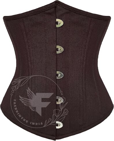 Brown Cotton Underbust Waist Trainer Corset - Breathable & Comfortable Plus Size Friendly in Saudi Arabia