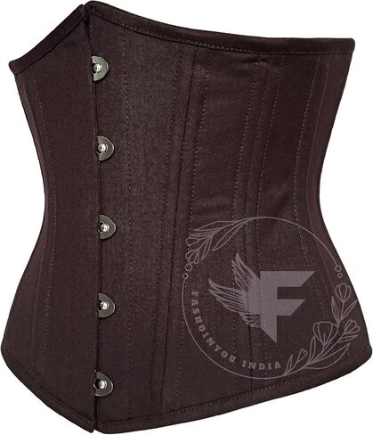 Brown Cotton Underbust Waist Trainer Corset - Breathable & Comfortable Plus Size Friendly in Saudi Arabia