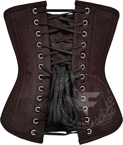 Brown Cotton Underbust Waist Trainer Corset - Breathable & Comfortable Plus Size Friendly in Saudi Arabia