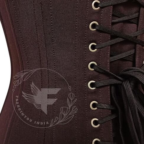 Brown Cotton Underbust Waist Trainer Corset - Breathable & Comfortable Plus Size Friendly in Saudi Arabia