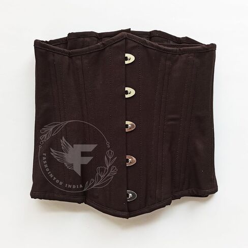 Brown Cotton Underbust Waist Trainer Corset - Breathable & Comfortable Plus Size Friendly in Saudi Arabia