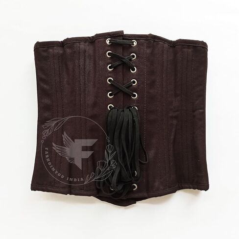 Brown Cotton Underbust Waist Trainer Corset - Breathable & Comfortable Plus Size Friendly in Saudi Arabia