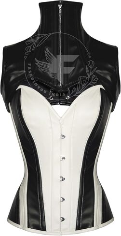 Sexy Overbust Corset Top & حزام مجموعة - جلد فو ، نمط شرير القوطي in Saudi Arabia