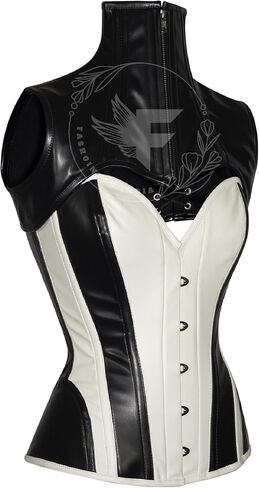 Sexy Overbust Corset Top & حزام مجموعة - جلد فو ، نمط شرير القوطي in Saudi Arabia