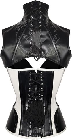 Sexy Overbust Corset Top & حزام مجموعة - جلد فو ، نمط شرير القوطي in Saudi Arabia