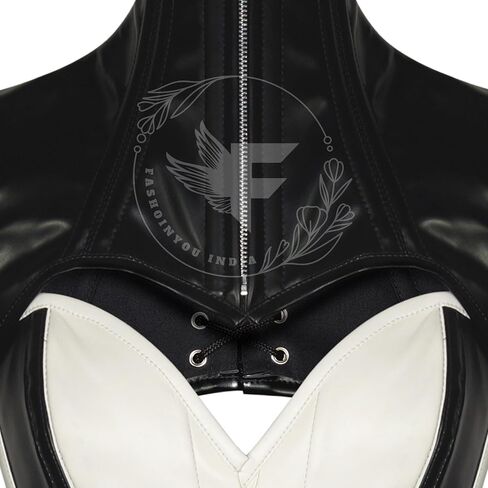 Sexy Overbust Corset Top & حزام مجموعة - جلد فو ، نمط شرير القوطي in Saudi Arabia