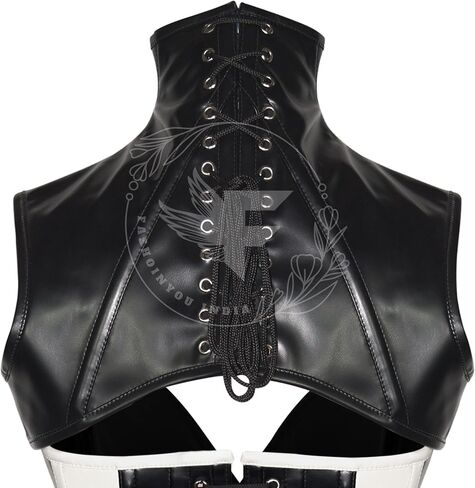 Sexy Overbust Corset Top & حزام مجموعة - جلد فو ، نمط شرير القوطي in Saudi Arabia
