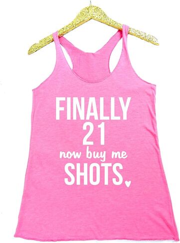 Finally 21 Now Buy Me Shots Racerback Tank Top 21st Birthday Shirt in Saudi Arabia