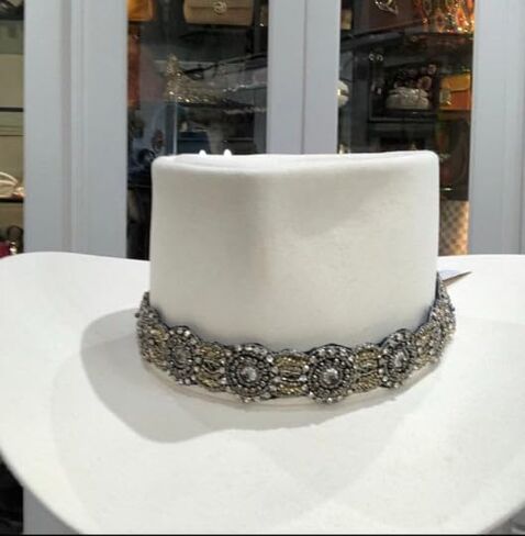 Sparkling Crystal Beaded Hatband, Detachable Adjustable Elastic, Handmade Cowboy Style in Saudi Arabia