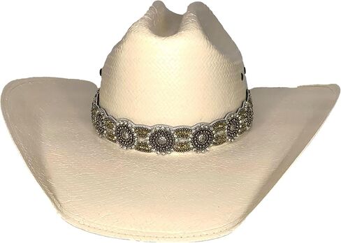 Sparkling Crystal Beaded Hatband, Detachable Adjustable Elastic, Handmade Cowboy Style in Saudi Arabia
