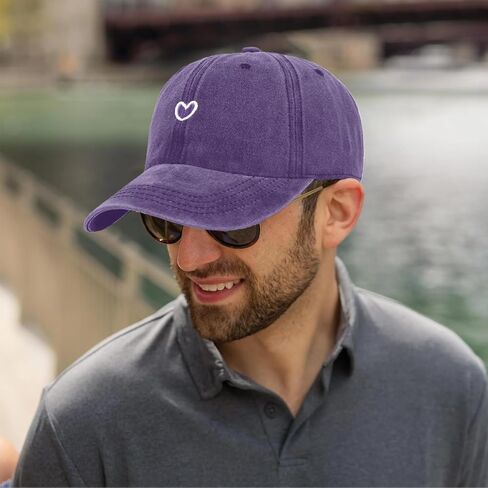 Vintage Heart Embroidered Washed Baseball Cap for Women Cute Cotton Low Profile Adjustable Dad Hat in Kuwait