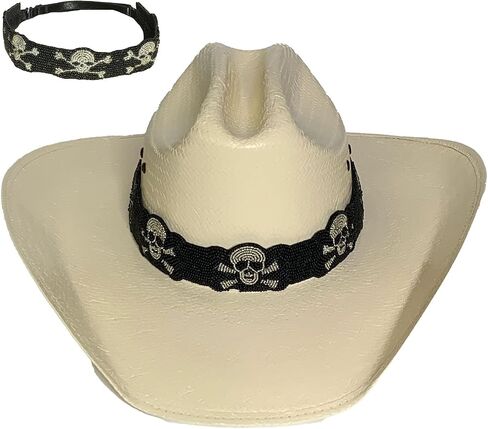 Pirate Hatband with Adjustable Strap, Black and Silver Skull & Crossbones Design, Fits Most Hats in Saudi Arabia