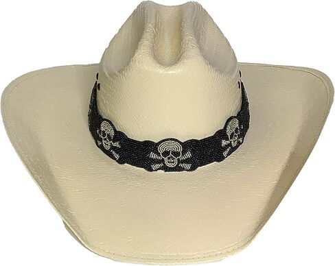 Pirate Hatband with Adjustable Strap, Black and Silver Skull & Crossbones Design, Fits Most Hats in Saudi Arabia