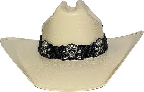 Pirate Hatband with Adjustable Strap, Black and Silver Skull & Crossbones Design, Fits Most Hats in Saudi Arabia
