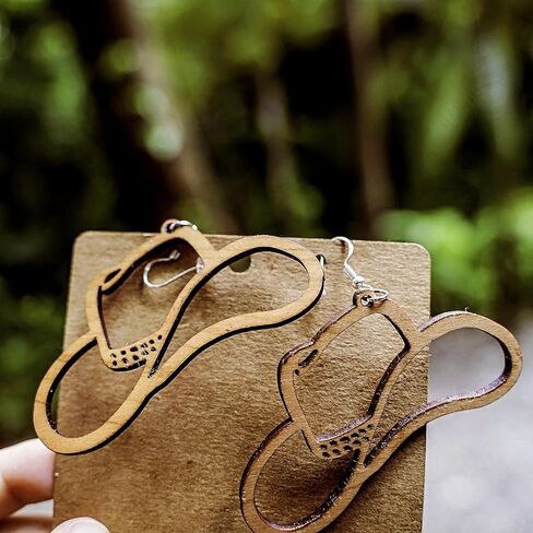 Handmade Cherry Wood Cowboy Hat Earrings for Women | Hypoallergenic 925 Sterling Silver Hooks | Rodeo-Inspired, Made in Colorado, USA, United States of America (USA) in Saudi Arabia