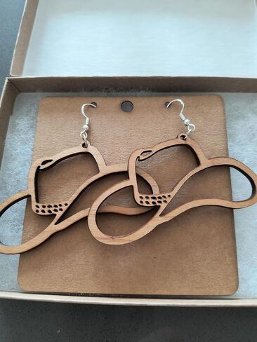 Handmade Cherry Wood Cowboy Hat Earrings for Women | Hypoallergenic 925 Sterling Silver Hooks | Rodeo-Inspired, Made in Colorado, USA, United States of America (USA) in Saudi Arabia