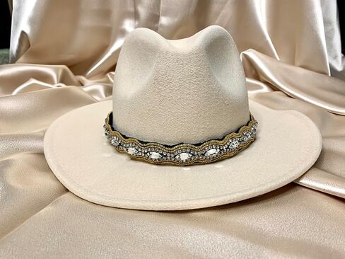 Silver and Gold Beaded Hatband, Adjustable Elastic, Versatile Fit for Western Fedora or Sun Hats in Saudi Arabia