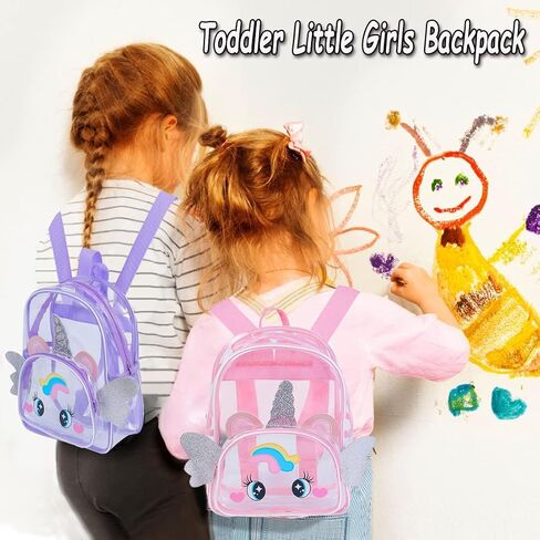 ACEIOT Clear Backpack for Girls, Toddler Backpack, Transparent Unicorn Backpack for Kids, Bookbag for Kindergarten Elementary in Saudi Arabia