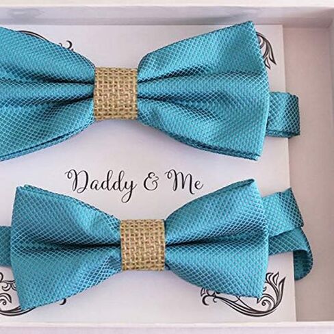 Ocean Blue Burlap Bow Tie Stret Daddy Son ، Daddy and Me Gift ، Grandpa and Me ، Tie Boy Bow Tie ، القوس المصنوع يدويًا مسبقًا ، أو المحيط الأزرق in Saudi Arabia