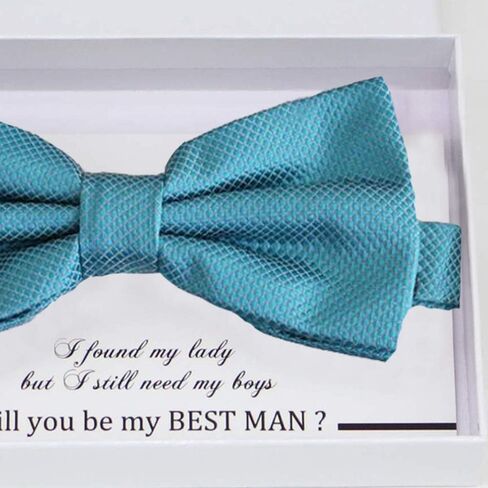 Ocean Blue Bow Tie Best Man Groomsman Man of Honor Ring Bearer Bow Tie طلب هدية ، ربطة عنق الأطفال ، بطاقات تهنئة عيد ميلاد in Saudi Arabia