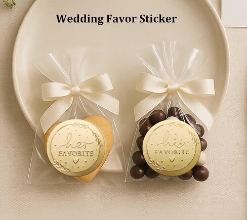 120 x His Her Favorite Stickers, Gold Foil Wedding Stickers, His Favorite Her Favorite Stickers, Candy Bags Wedding Favor Stickers, Party Favor Stickers (Embossed Gold, Stickers Only) in Kuwait