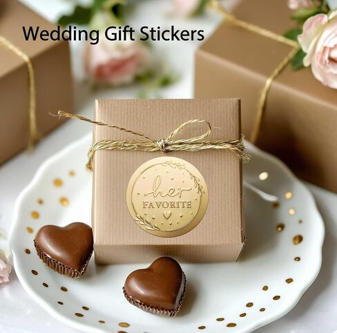 120 x His Her Favorite Stickers, Gold Foil Wedding Stickers, His Favorite Her Favorite Stickers, Candy Bags Wedding Favor Stickers, Party Favor Stickers (Embossed Gold, Stickers Only) in Kuwait