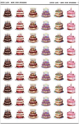 Birthday Cake Scrapbooking Color Mini Planner Stickers (108 Stickers) (Matte White) in Saudi Arabia
