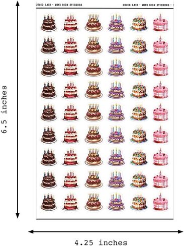 Birthday Cake Scrapbooking Color Mini Planner Stickers (108 Stickers) (Matte White) in Saudi Arabia