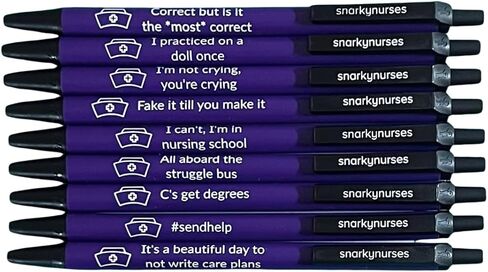 Snarky Pens Nursing Student Pen Set – Funny Nursing School Pens for Student Nurses – 9 Pack Black Ink Medium Point – Medical Gift, Nurse Appreciation, Hospital Staff Supplies in Saudi Arabia