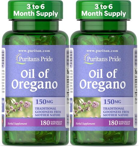 Puritan's Pride Oil of Oregano Extract, Contains Antioxidant Properties*, 150mg Equivalent, 180 Rapid Release Softgels in Saudi Arabia