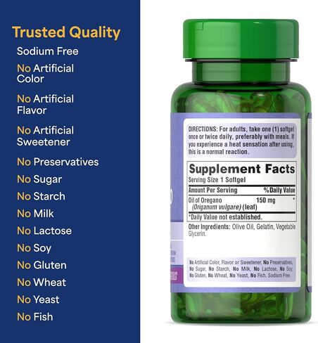 Puritan's Pride Oil of Oregano Extract, Contains Antioxidant Properties*, 150mg Equivalent, 180 Rapid Release Softgels in Saudi Arabia