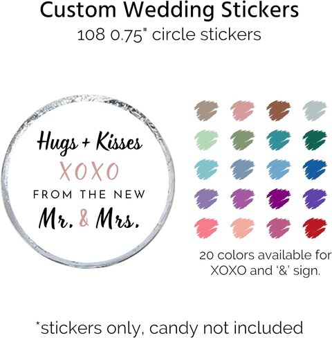 Personalized Candy Stickers | 108 Labels for Hershey Kisses | Custom Wedding Stickers | 20 Color Choices (Heart) in Saudi Arabia