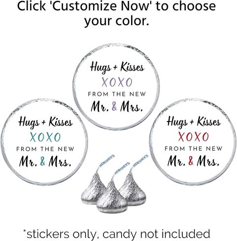 Personalized Candy Stickers | 108 Labels for Hershey Kisses | Custom Wedding Stickers | 20 Color Choices (Heart) in Saudi Arabia