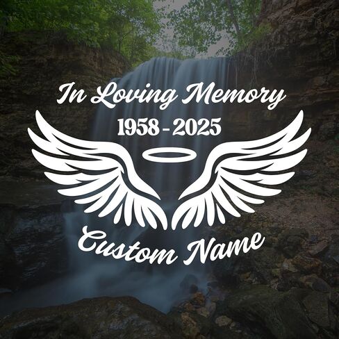 Loving Memory Angel Wings Car Decal | Customizable Memorial Vinyl Sticker | 9 Color Options | Easy Application Instructions in Saudi Arabia