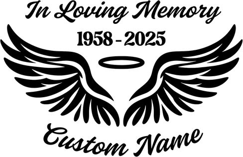 Loving Memory Angel Wings Car Decal | Customizable Memorial Vinyl Sticker | 9 Color Options | Easy Application Instructions in Saudi Arabia
