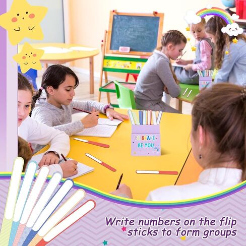 120 Pcs Eucalyptus Flip Sticks with with Storage Cup Greenery Teacher Tools Educational and Learning Activities for Kids Grouping Back to School Learning Activities Stuff Name Tags Supplies in Saudi Arabia